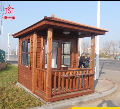 鋼結構防腐木公園景點站臺警衛室